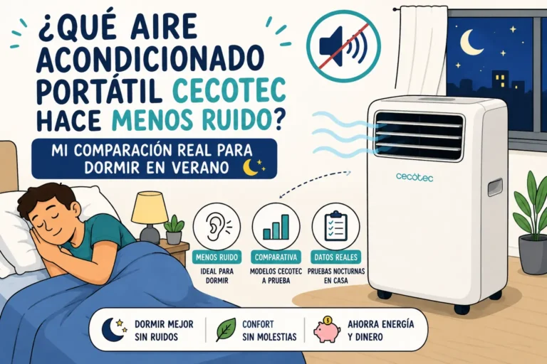 Aire acondicionado portátil Cecotec silencioso en una habitación fresca durante el verano