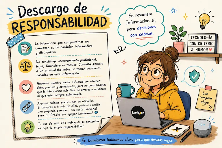 Descargo de responsabilidad de Lumiaxon sobre contenido informativo y afiliación