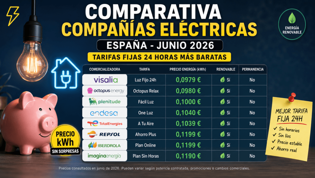 Comparativa compañías eléctricas junio 2026