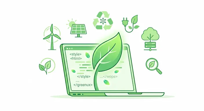 Ilustración de Green UX: diseño web sostenible que combina tecnología y naturaleza para reducir la huella de carbono digital.,green-ux-principal,Green UX: el futuro del diseño web es sostenible.